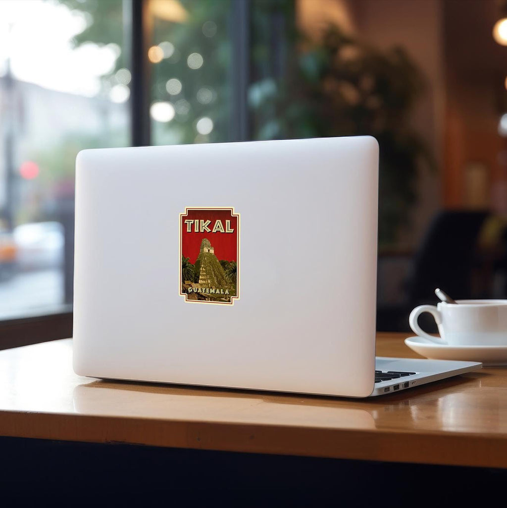 Tikal, Guatemala travel sticker, vintage style decal for suitcase, luggage, laptop or water bottle
