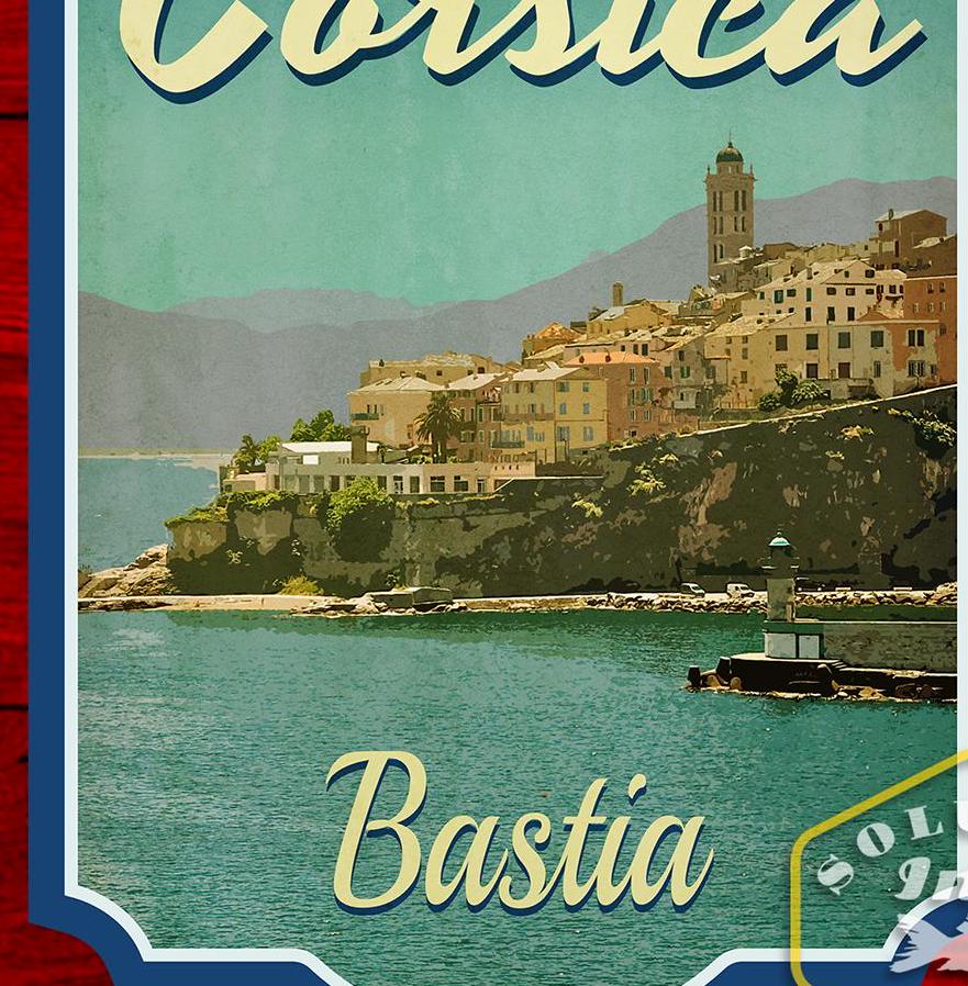 Bastia Corsica France Travel Sticker: Vintage-Style Luggage Decal