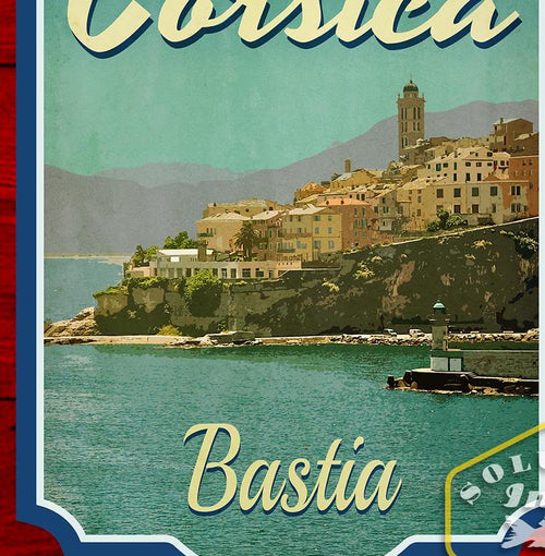 Bastia Corsica France Travel Sticker: Vintage-Style Luggage Decal