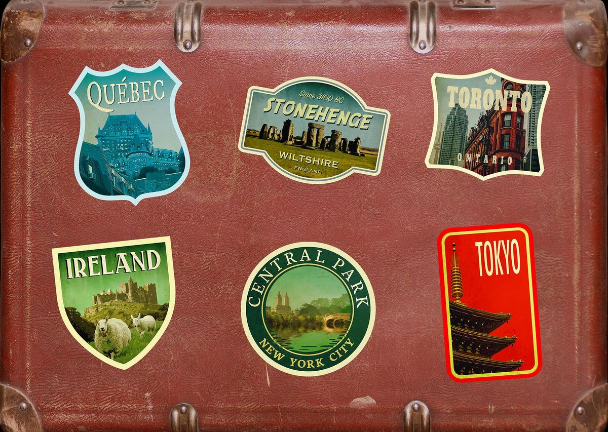 Stonehenge England Travel Sticker: Vintage Suitcase Decal