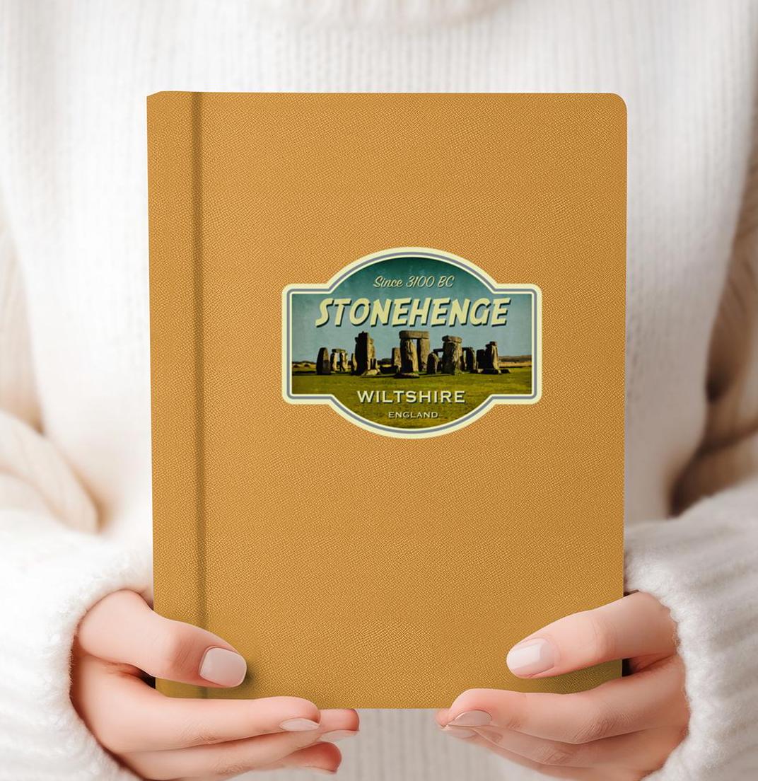 Stonehenge England Travel Sticker: Vintage Suitcase Decal