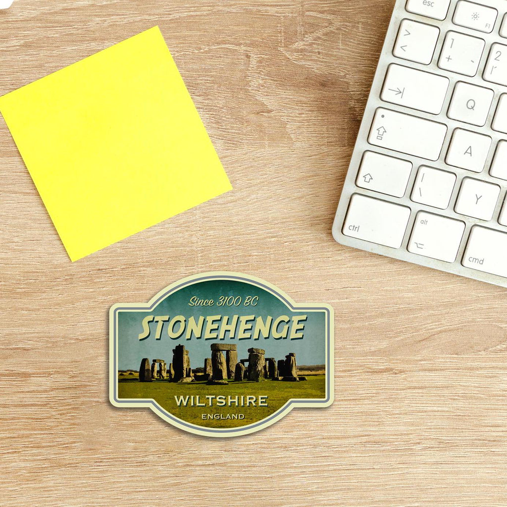Stonehenge England Travel Sticker: Vintage Suitcase Decal