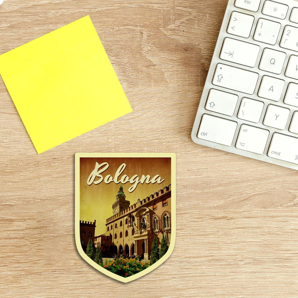 Bologna Italy Travel Sticker: Vintage Suitcase Decal