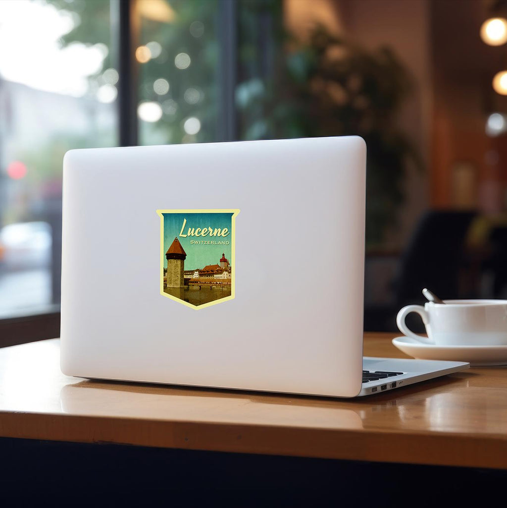 Lucerne Switzerland Travel Sticker: Vintage Suitcase Decal