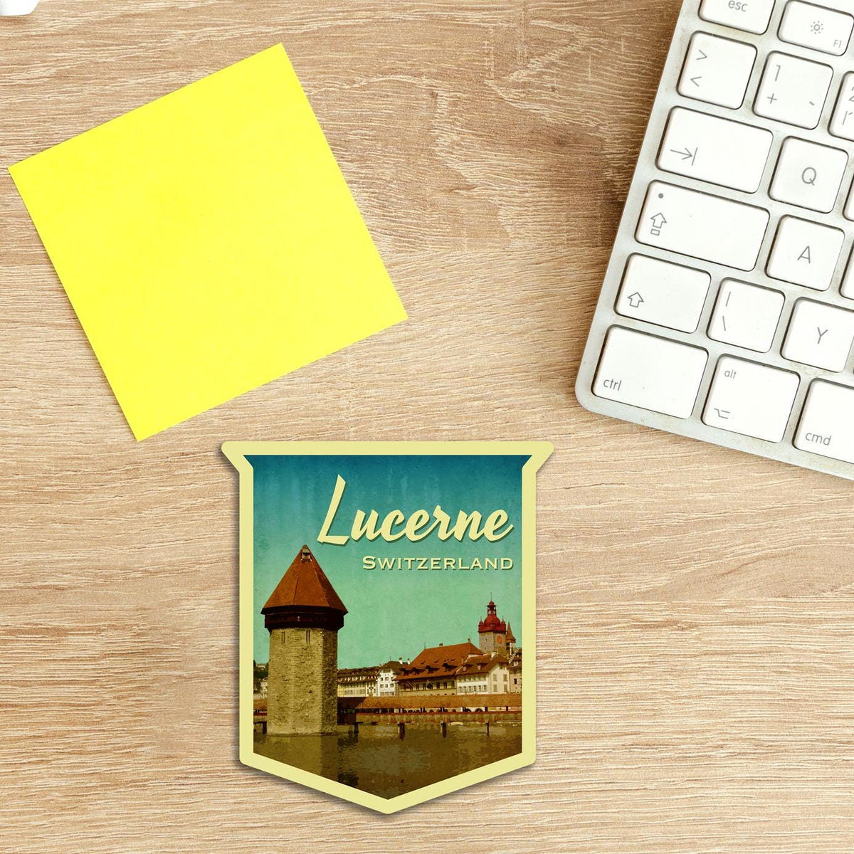 Lucerne Switzerland Travel Sticker: Vintage Suitcase Decal