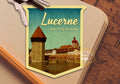 Lucerne Switzerland Travel Sticker: Vintage Suitcase Decal