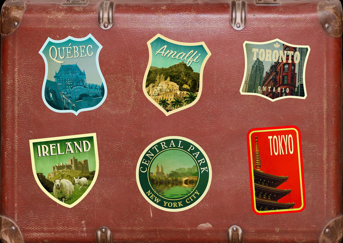 Amalfi Coast Italy Travel Sticker: Vintage Suitcase Decal
