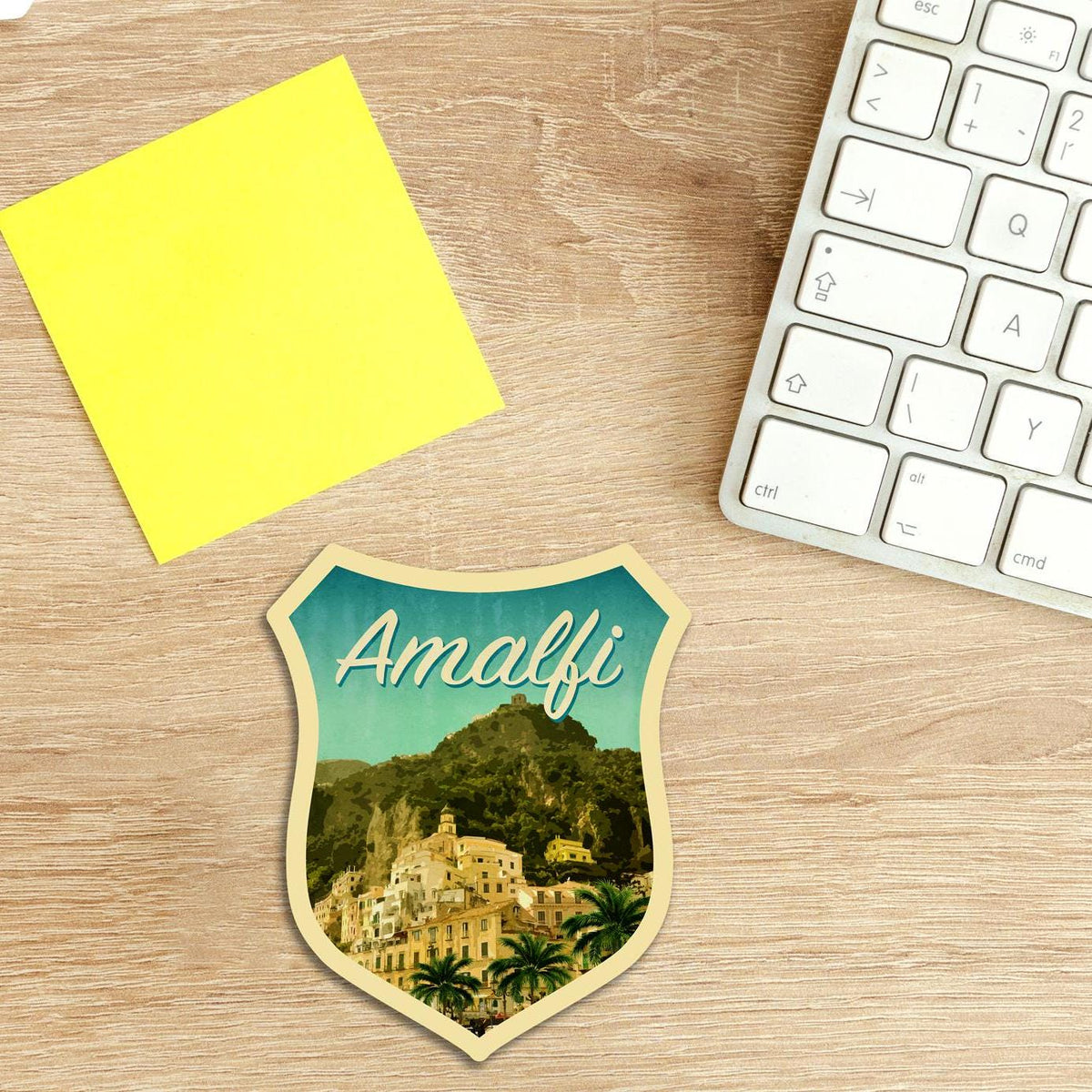 Amalfi Coast Italy Travel Sticker: Vintage Suitcase Decal