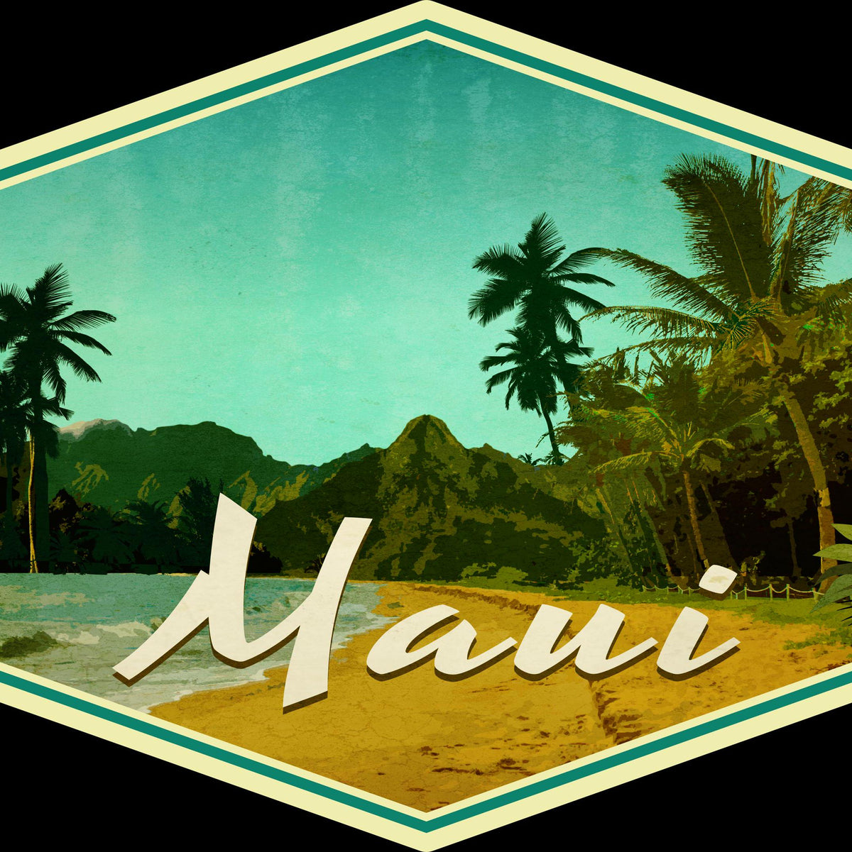Hawaii travel sticker, vintage style decal for suitcase, luggage, laptop or water bottle