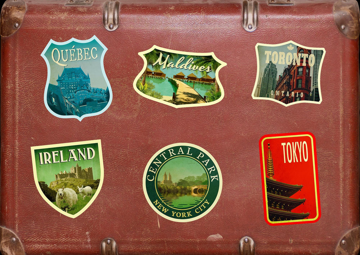 Maldives travel sticker, vintage style decal for suitcase, luggage, laptop or water bottle