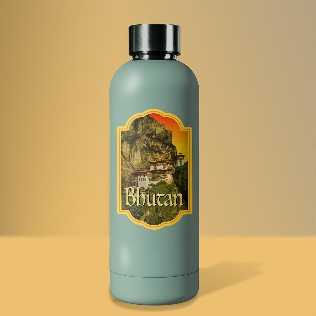 Bhutan travel sticker, vintage style decal for suitcase, luggage, laptop or water bottle