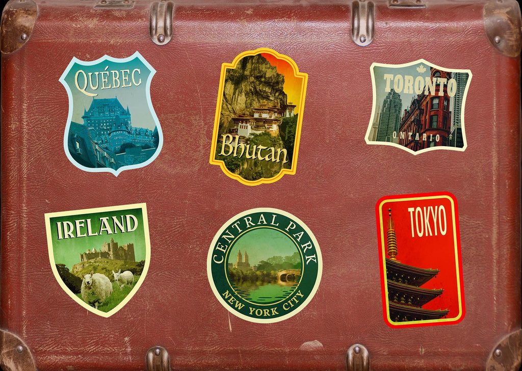 Bhutan travel sticker, vintage style decal for suitcase, luggage, laptop or water bottle