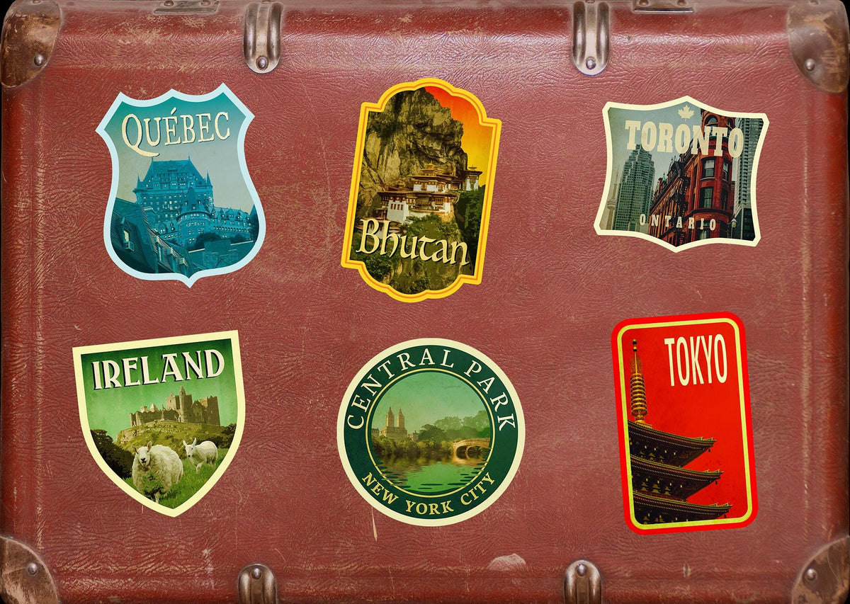 Bhutan travel sticker, vintage style decal for suitcase, luggage, laptop or water bottle