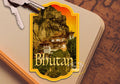 Bhutan travel sticker, vintage style decal for suitcase, luggage, laptop or water bottle