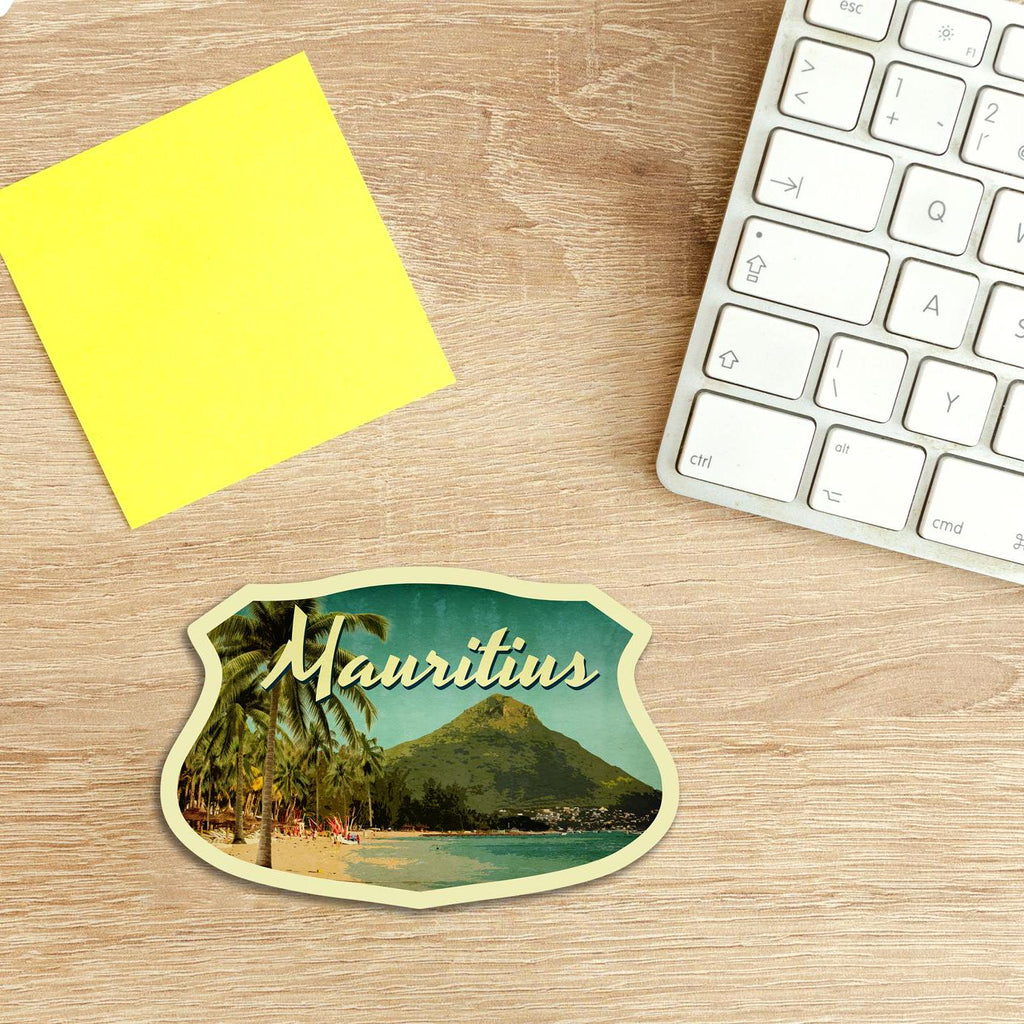 Mauritius travel sticker, vintage style decal for suitcase, luggage, laptop or water bottle