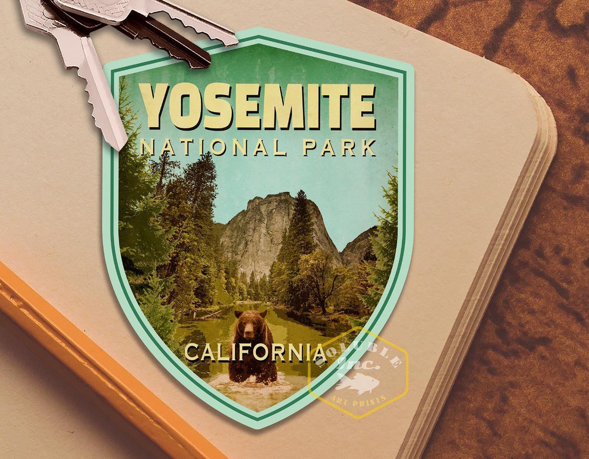 Yosemite Travel Sticker: Vintage California Suitcase Decal