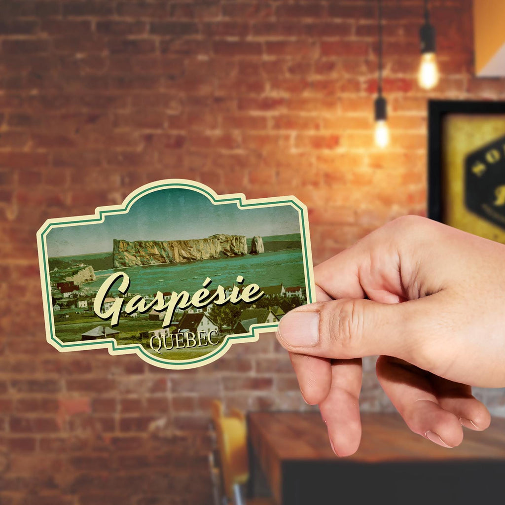 Gaspesie travel sticker, vintage style decal for suitcase, luggage, laptop or water bottle