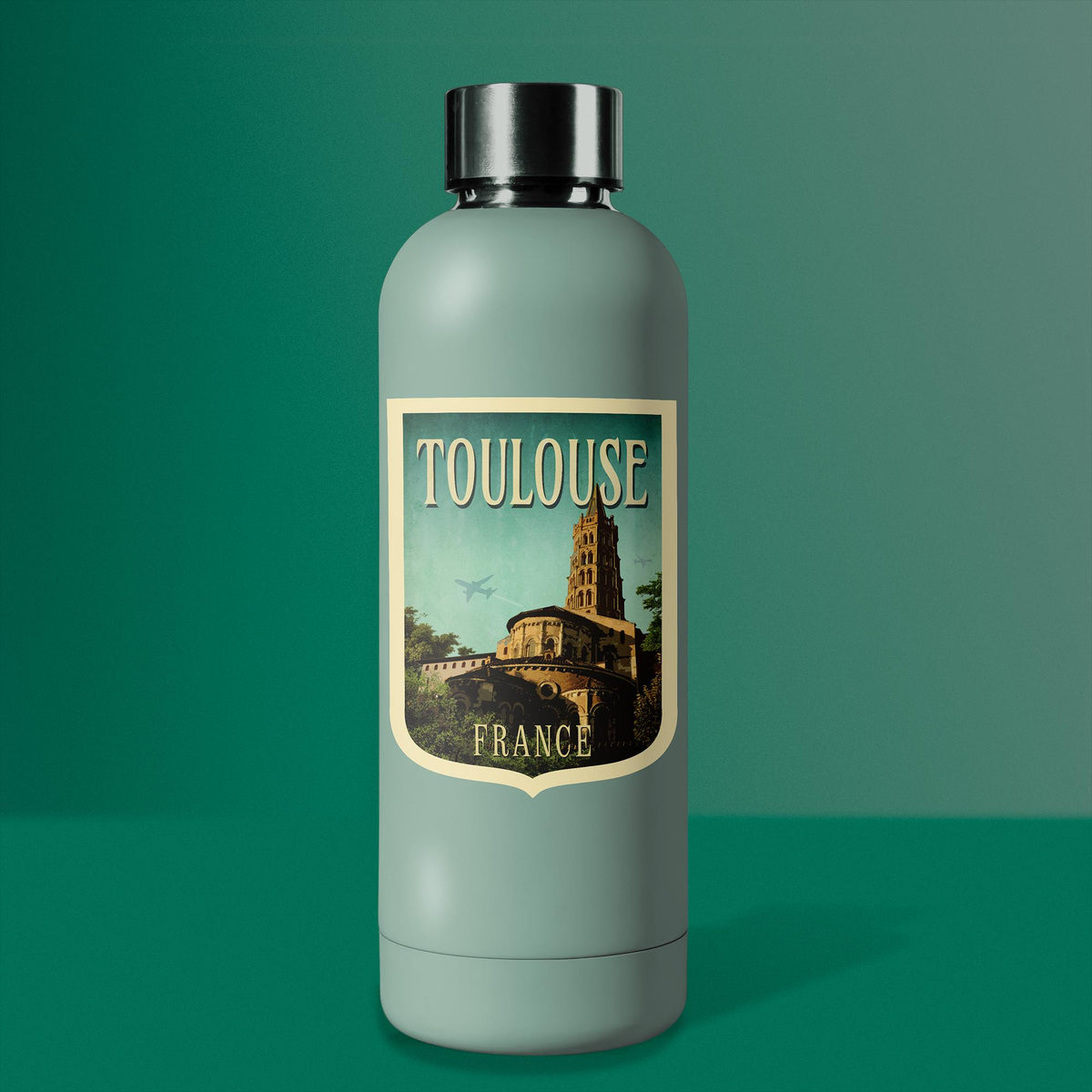 Toulouse France Travel Sticker: Vintage Suitcase Luggage Decal