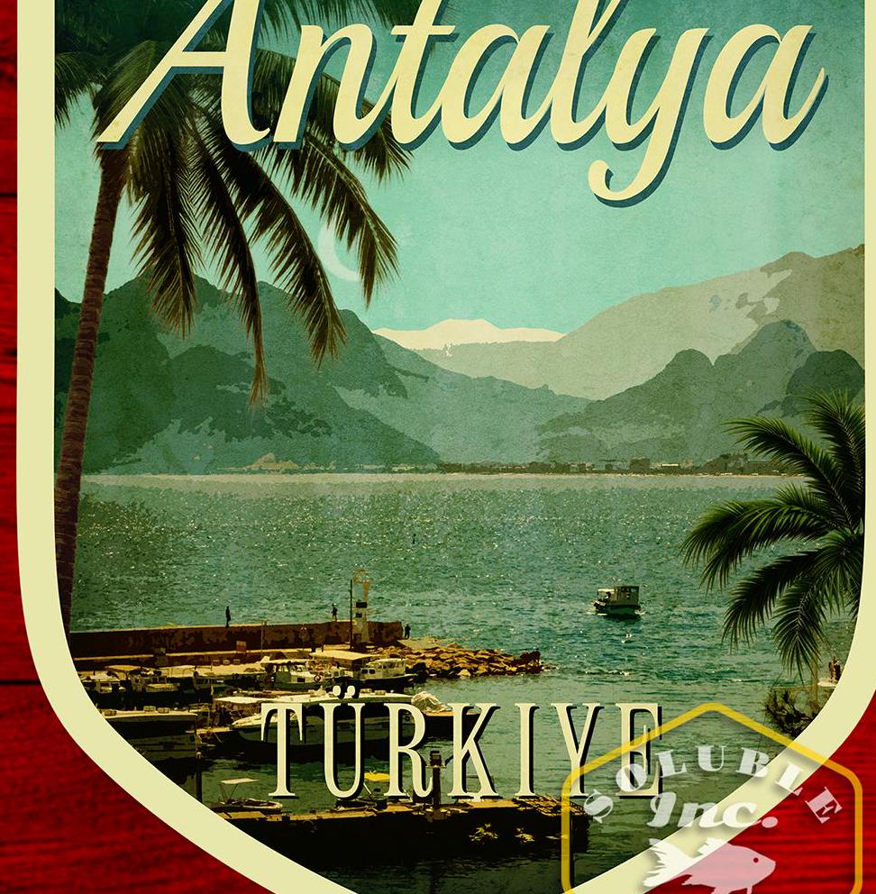 Antalya Turkey travel sticker, vintage style decal for suitcase, luggage, laptop or water bottle