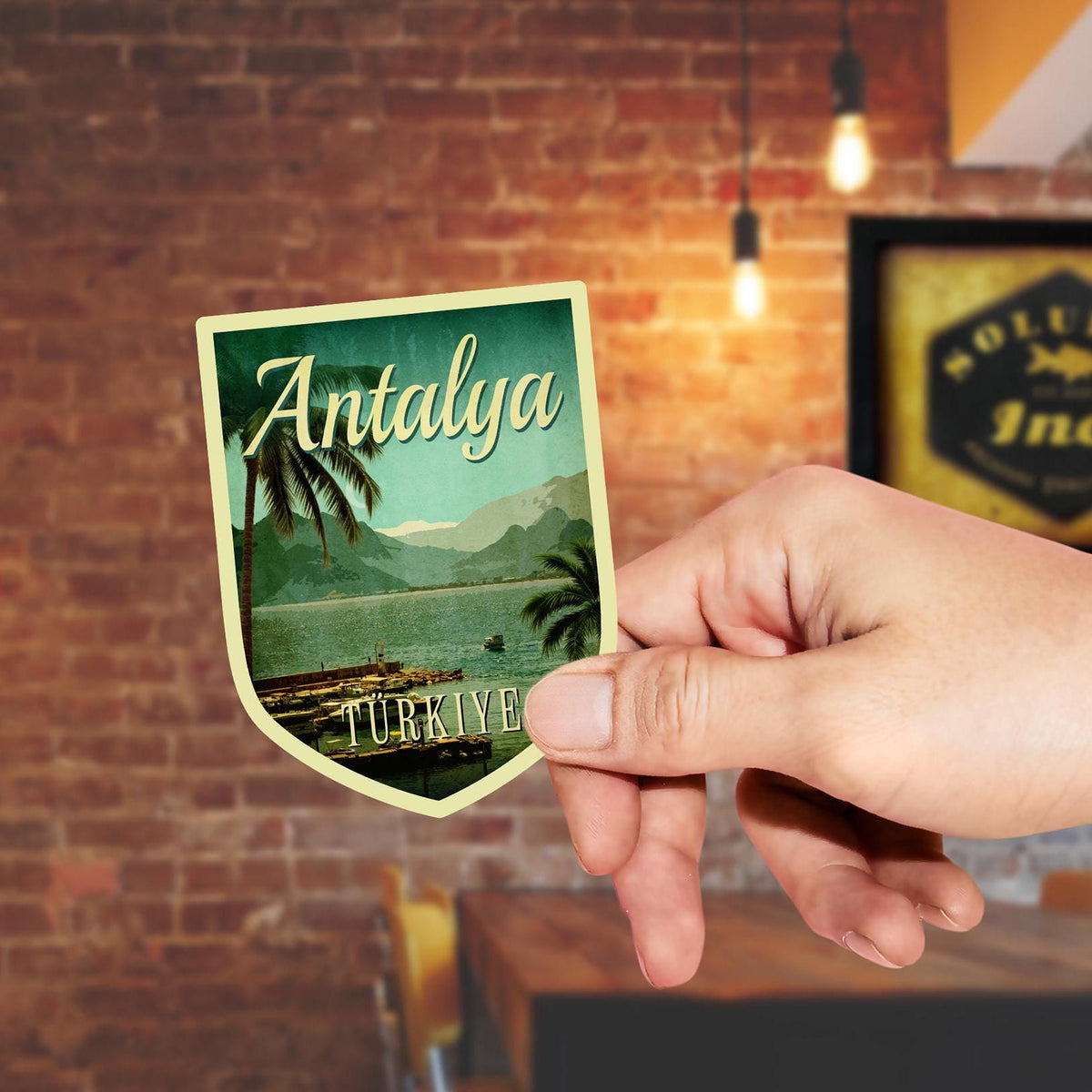 Antalya Turkey travel sticker, vintage style decal for suitcase, luggage, laptop or water bottle
