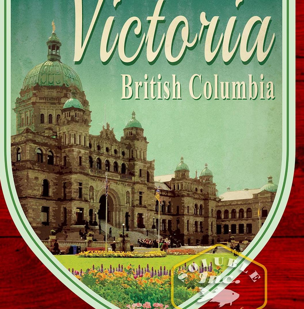 Victoria British Columbia Travel Sticker: Vintage Suitcase Decal