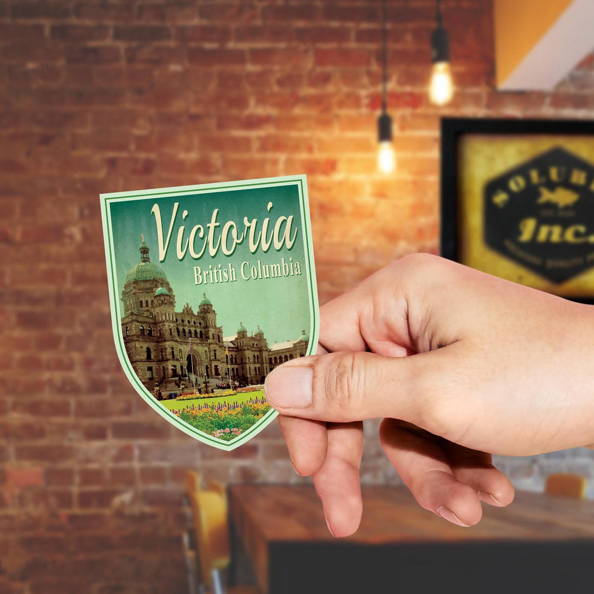 Victoria British Columbia Travel Sticker: Vintage Suitcase Decal