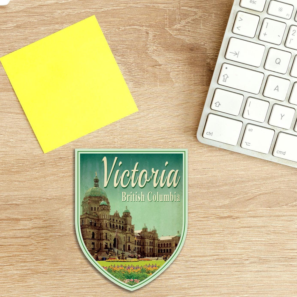 Victoria British Columbia Travel Sticker: Vintage Suitcase Decal