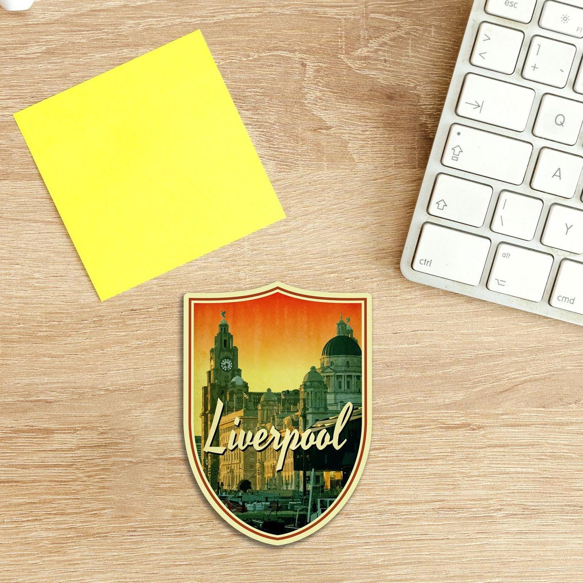 Liverpool Travel Sticker: Vintage style England Luggage Decal
