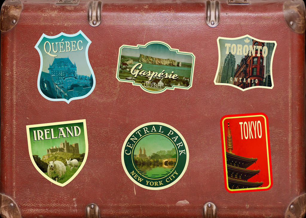 Gaspesie travel sticker, vintage style decal for suitcase, luggage, laptop or water bottle
