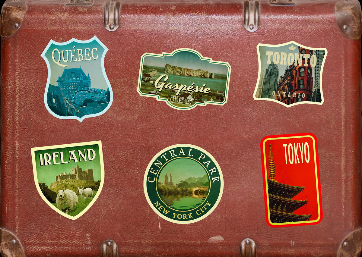 Gaspesie travel sticker, vintage style decal for suitcase, luggage, laptop or water bottle