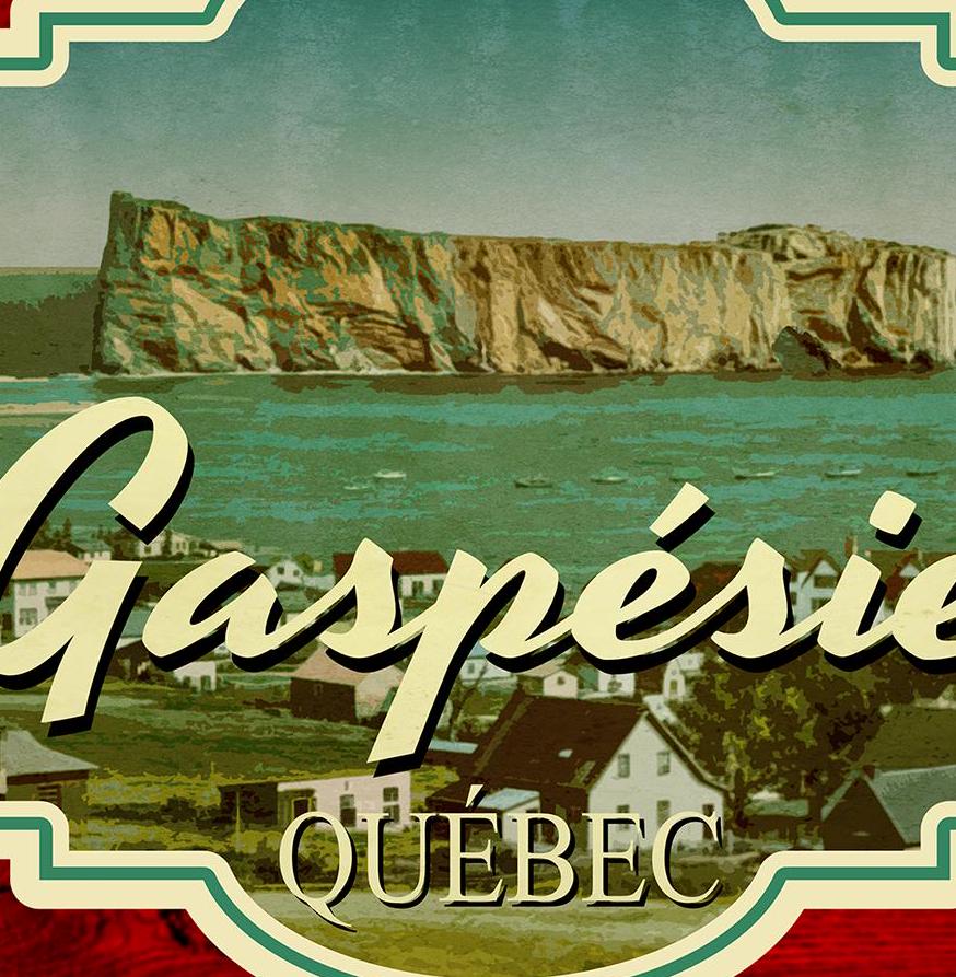 Gaspesie travel sticker, vintage style decal for suitcase, luggage, laptop or water bottle