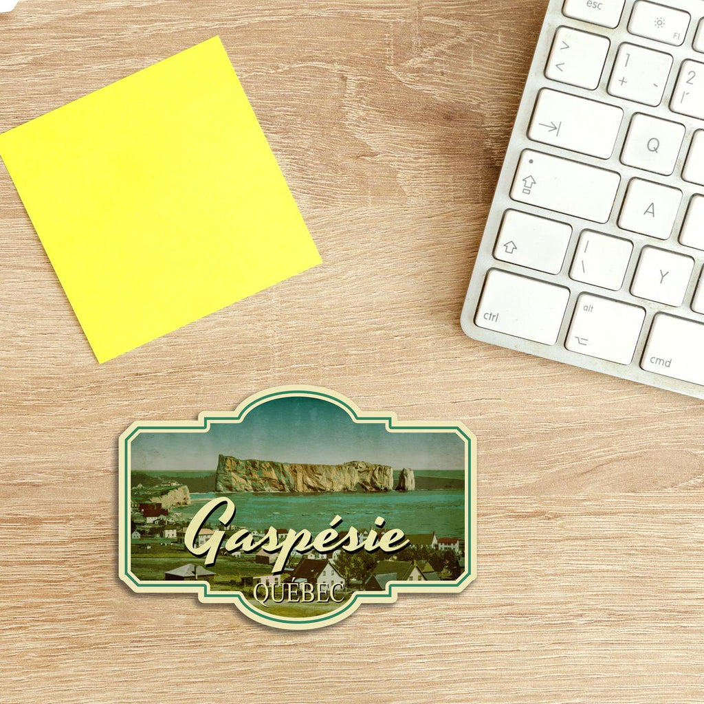 Gaspesie travel sticker, vintage style decal for suitcase, luggage, laptop or water bottle