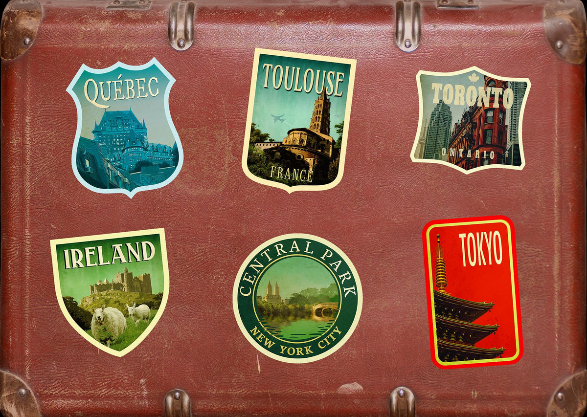 Toulouse France Travel Sticker: Vintage Suitcase Luggage Decal