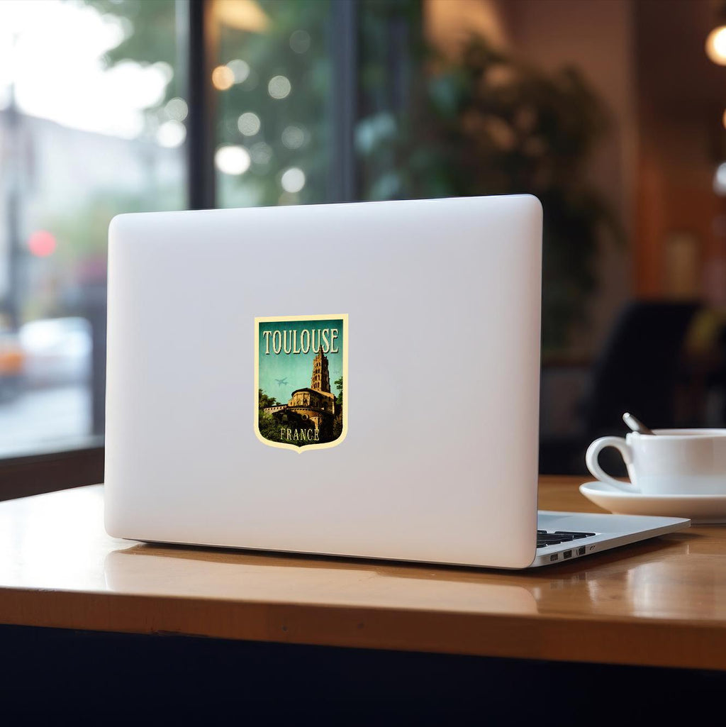Toulouse France Travel Sticker: Vintage Suitcase Luggage Decal