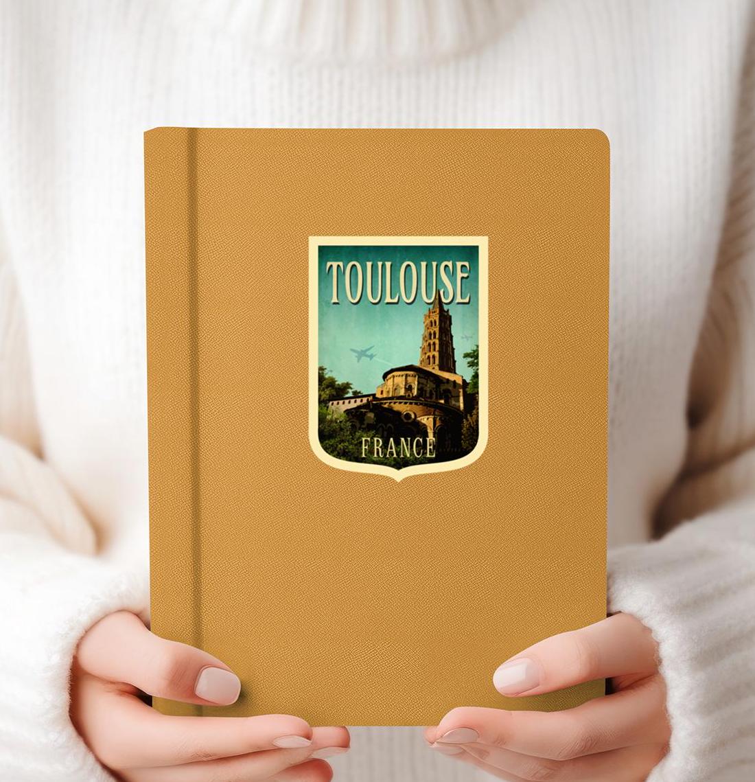Toulouse France Travel Sticker: Vintage Suitcase Luggage Decal