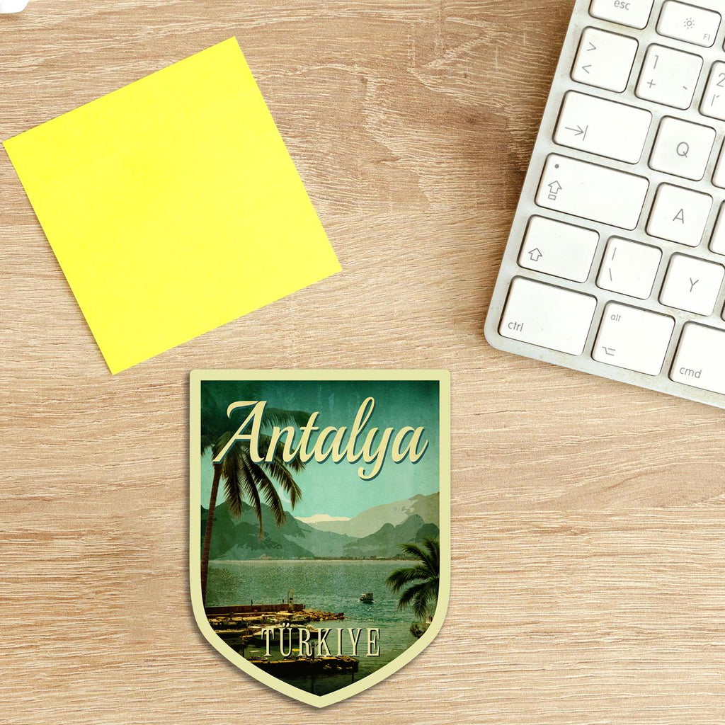 Antalya Turkey travel sticker, vintage style decal for suitcase, luggage, laptop or water bottle