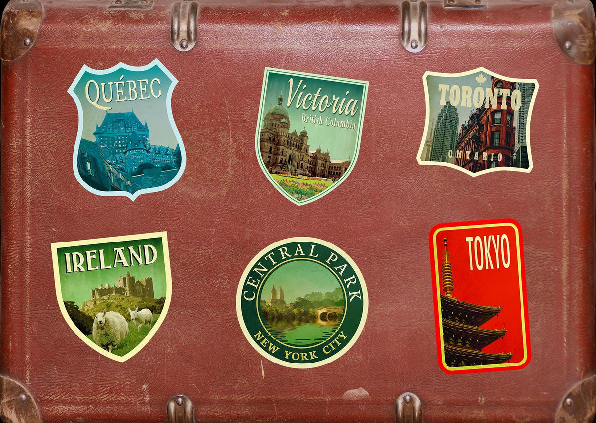 Victoria British Columbia Travel Sticker: Vintage Suitcase Decal