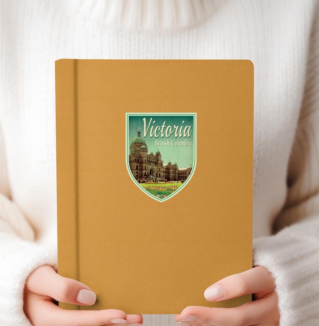 Victoria British Columbia Travel Sticker: Vintage Suitcase Decal