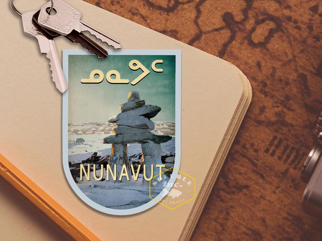 Nunavut Canada, travel sticker, vintage style decal for suitcase, luggage, laptop or water bottle