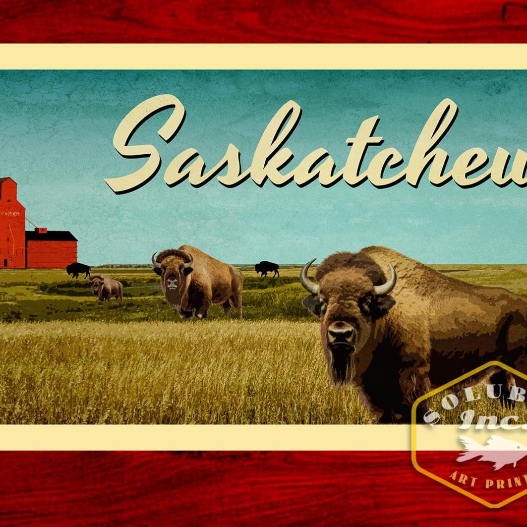 Saskatchewan Canada travel sticker, vintage style decal for suitcase, luggage, laptop or water bottle