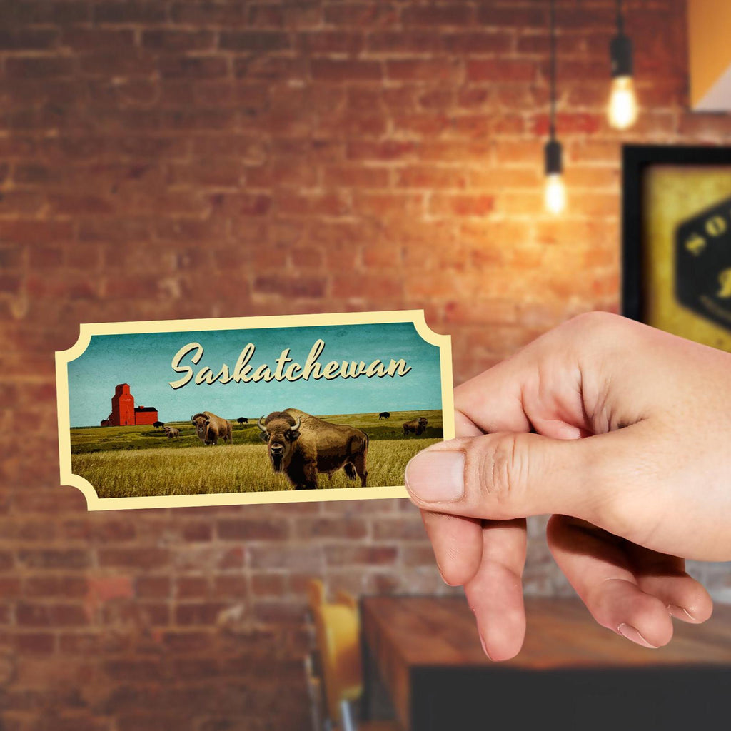 Saskatchewan Canada travel sticker, vintage style decal for suitcase, luggage, laptop or water bottle