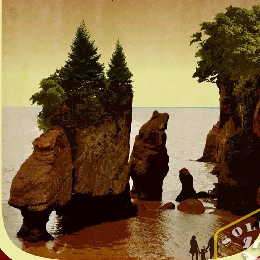 New Brunswick Travel Sticker: Vintage Suitcase Decal