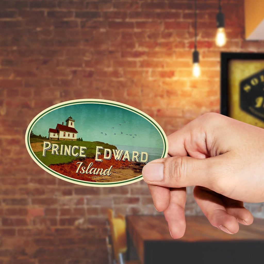 Prince Edward Island Travel Sticker: Vintage Suitcase Decal