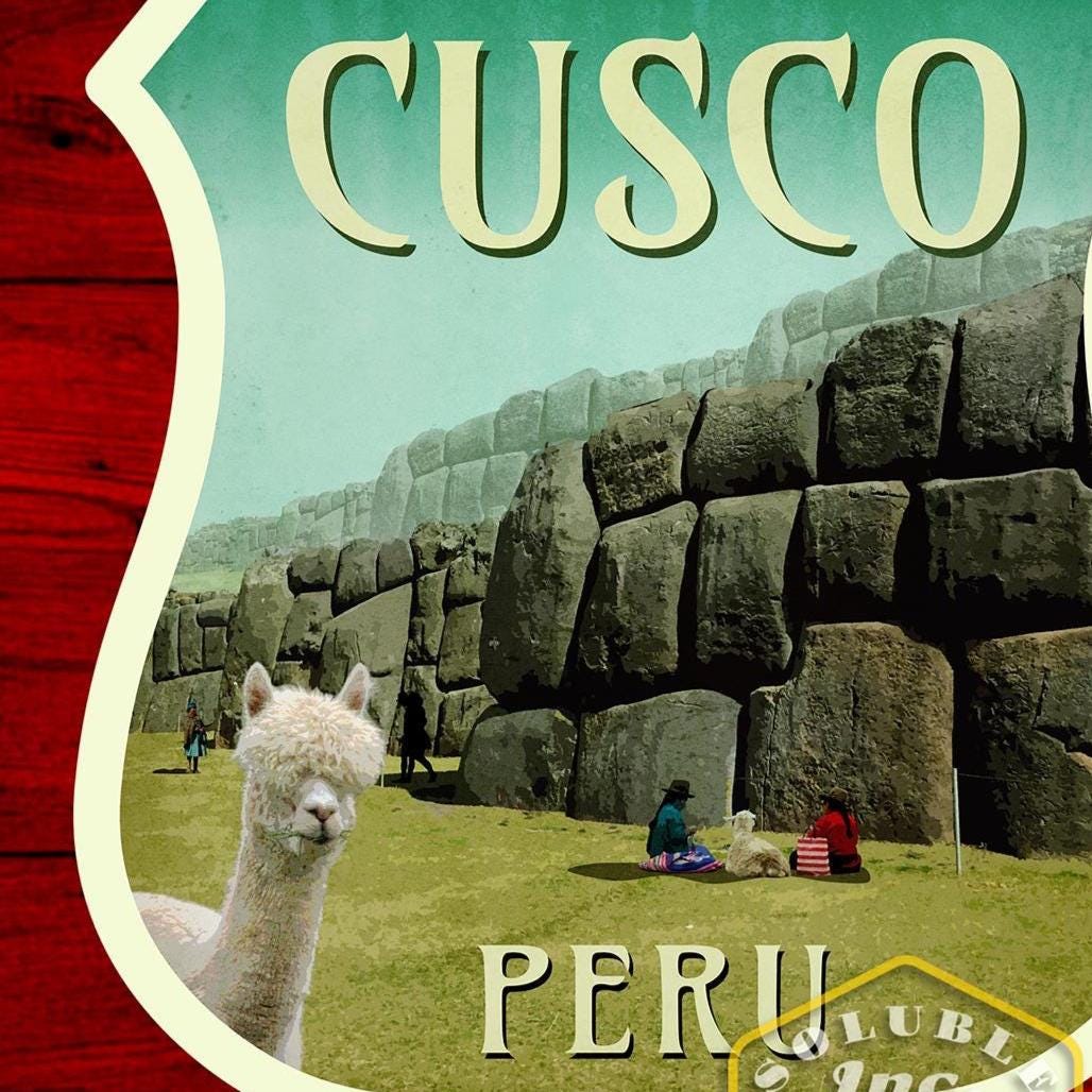 Cusco Peru travel sticker, vintage style decal for suitcase, luggage, laptop or water bottle