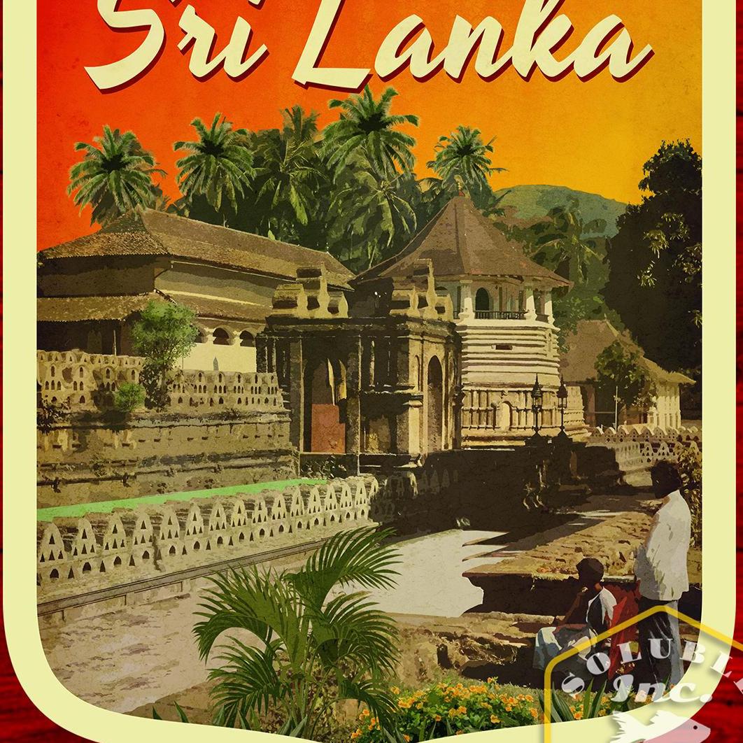 Sri Lanka travel sticker, vintage style decal for suitcase, luggage, laptop or water bottle