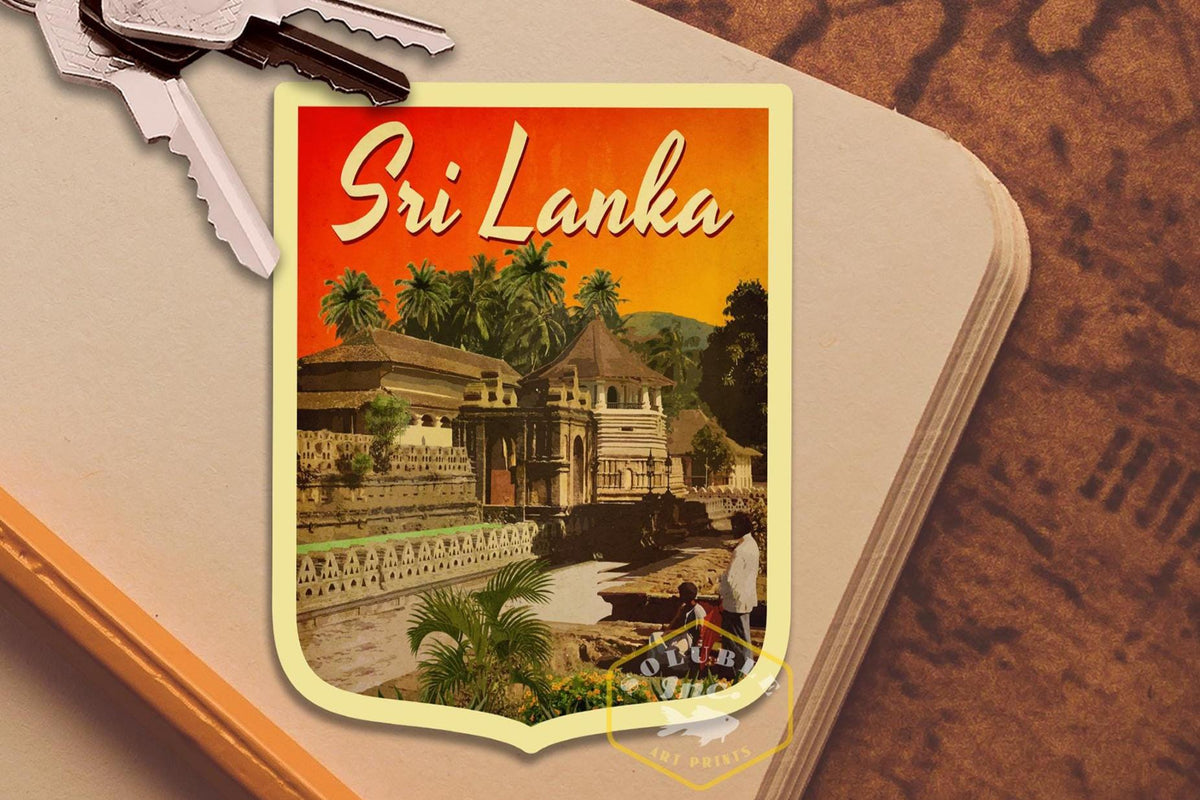 Sri Lanka travel sticker, vintage style decal for suitcase, luggage, laptop or water bottle