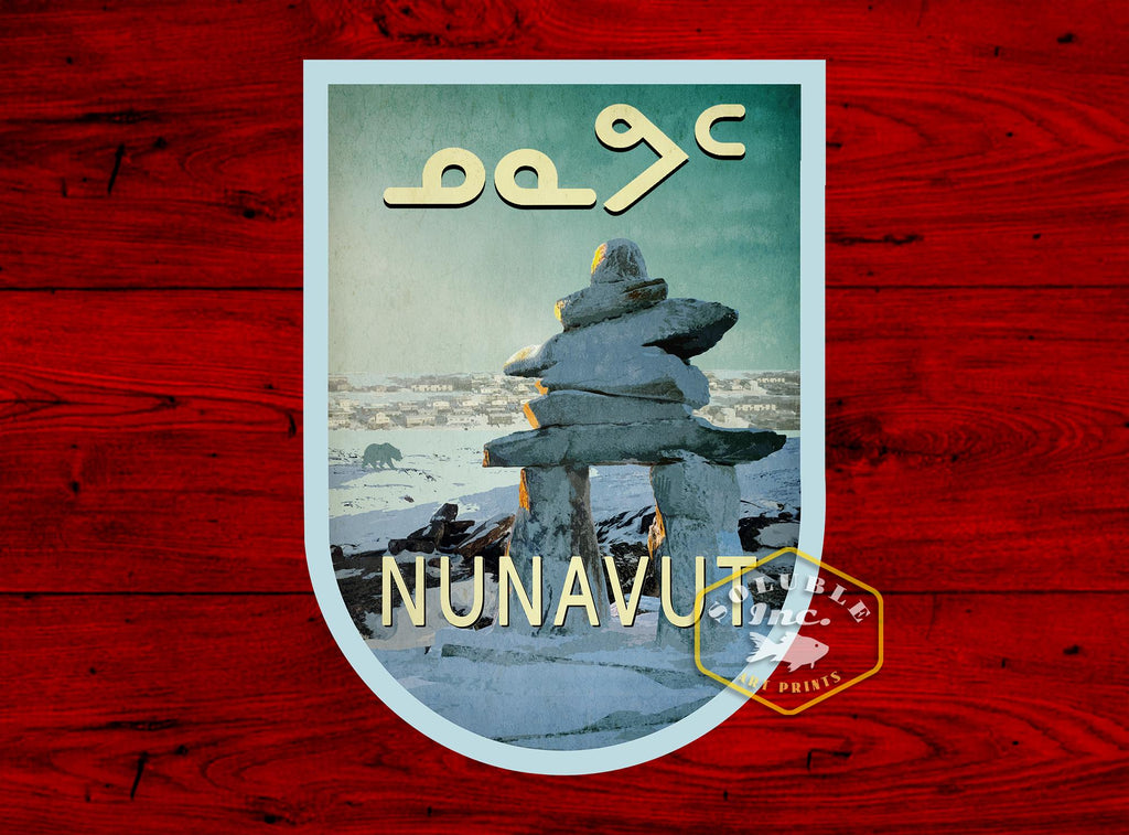 Nunavut Canada, travel sticker, vintage style decal for suitcase, luggage, laptop or water bottle