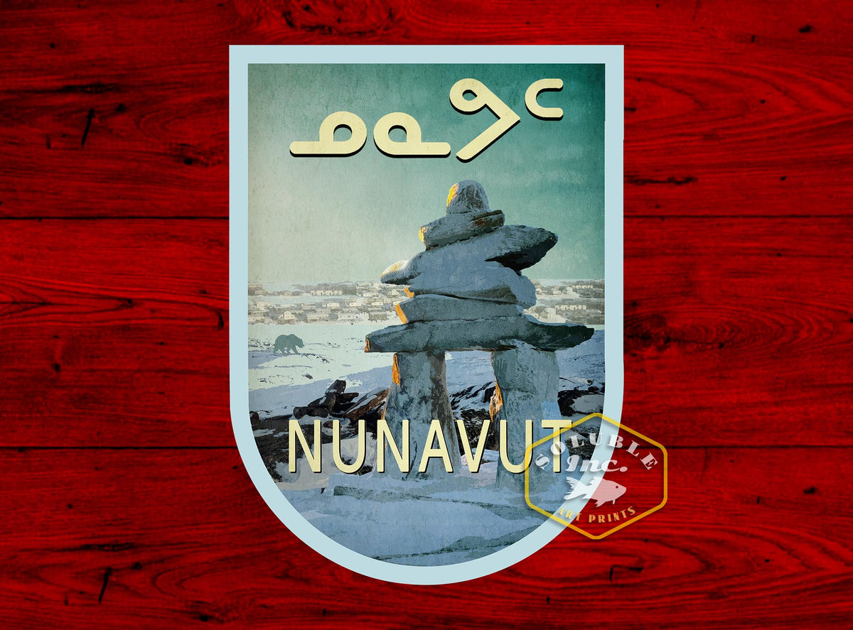 Nunavut Canada, travel sticker, vintage style decal for suitcase, luggage, laptop or water bottle