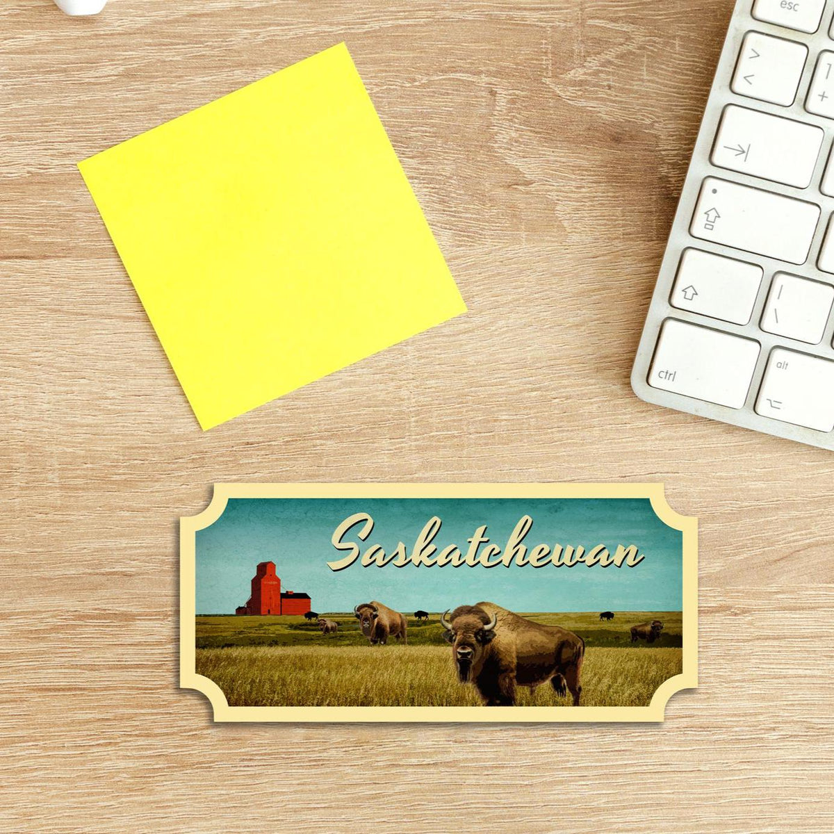 Saskatchewan Canada travel sticker, vintage style decal for suitcase, luggage, laptop or water bottle