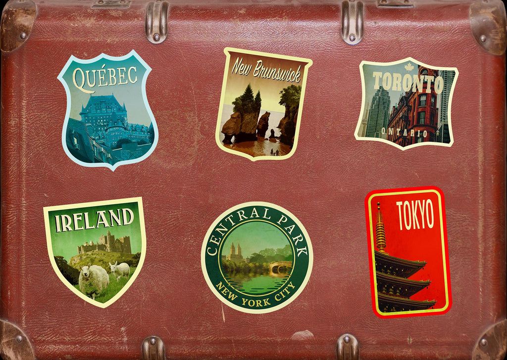 New Brunswick Travel Sticker: Vintage Suitcase Decal
